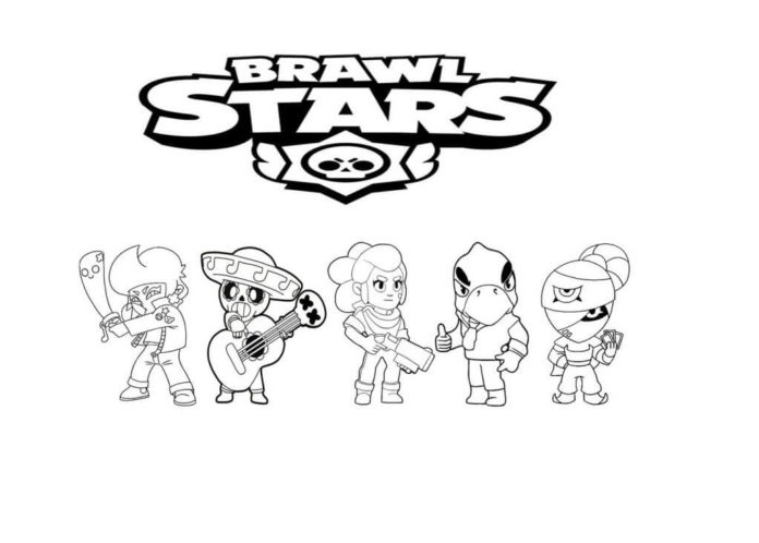 Coloriages Brawl Stars  Colt, Mortis, Leon, Bartaba, Penny, Spike, Corbac